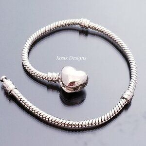 COPY - SS Bracelet 7 inch / 18 cm / Heart Clasp / For European Charm Beads